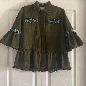 Beautiful Stories/Anthropologie Inika Olive Green Utility Jacket - Size XSmall